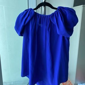 BGO & me blue top with puff sleeves